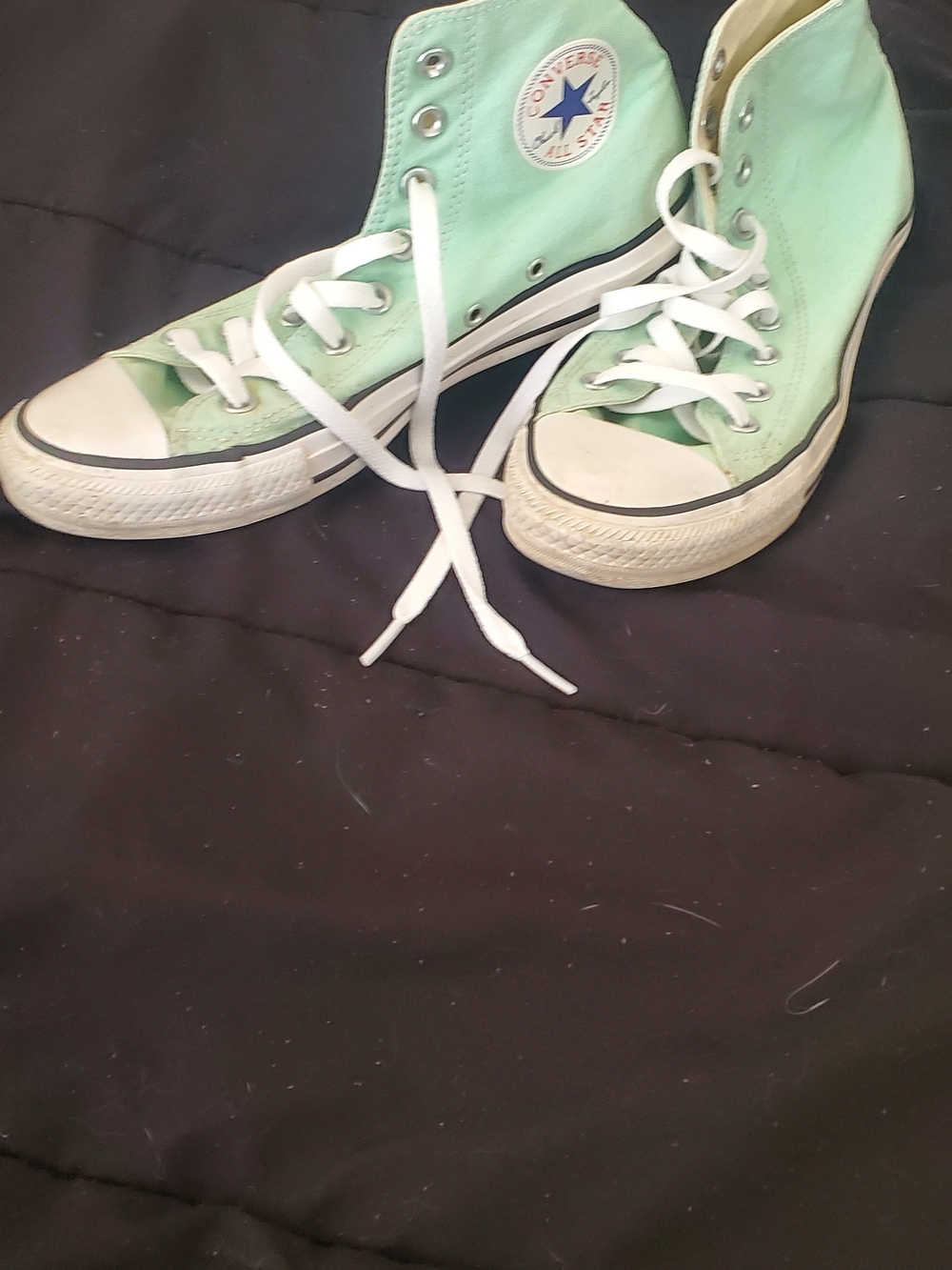 Converse High-Top Sneakers in Mint Green and White